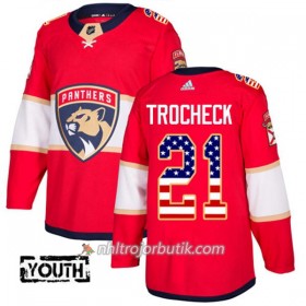 Barn Ishockey Florida Panthers Tröja Vincent Trocheck 21 Adidas 2017-2018 Röd USA Flag Fashion Authentic